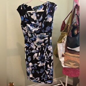 Ralph Lauren Black and Blue Boatneck Dress Size 8